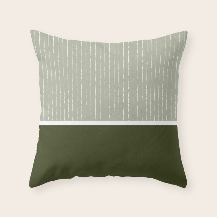 Linen Sage & Olive Throw Pillow Gallery Image 1