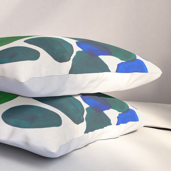 Minimalist Modern Mid Century Colorful Abstract Shapes Phthalo Blue Lime Green Gradient Overlapping Pillow Sham Gallery Image 3