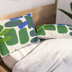 Minimalist Modern Mid Century Colorful Abstract Shapes Phthalo Blue Lime Green Gradient Overlapping Pillow Sham Gallery Image 2