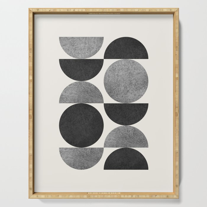 Black grey retro Mid century modern Serving Tray Gallery Image 1