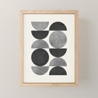 Black grey retro Mid century modern Mini Art Print Gallery Image 1