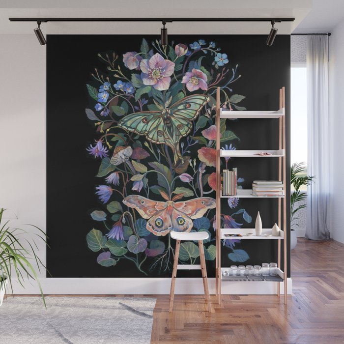 Moon Moth Mushroom Wall Mural Gallery Image 1