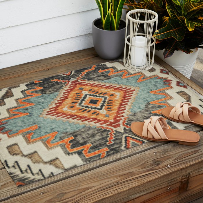 Southwestern Rustic Aesthetic Outdoor Rug Gallery Image 2