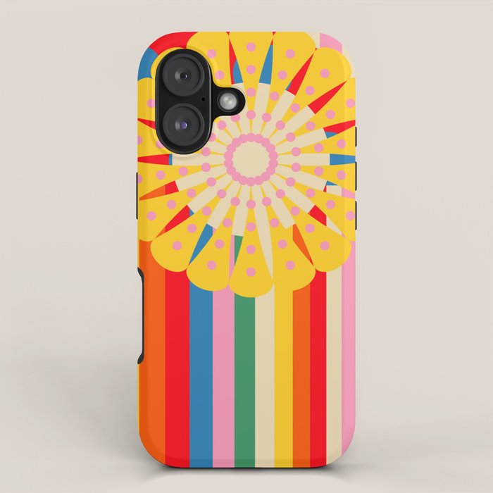 Bold Rainbow Sunflower, Circles, Girl and Pop Wave iPhone Case Gallery Image 1
