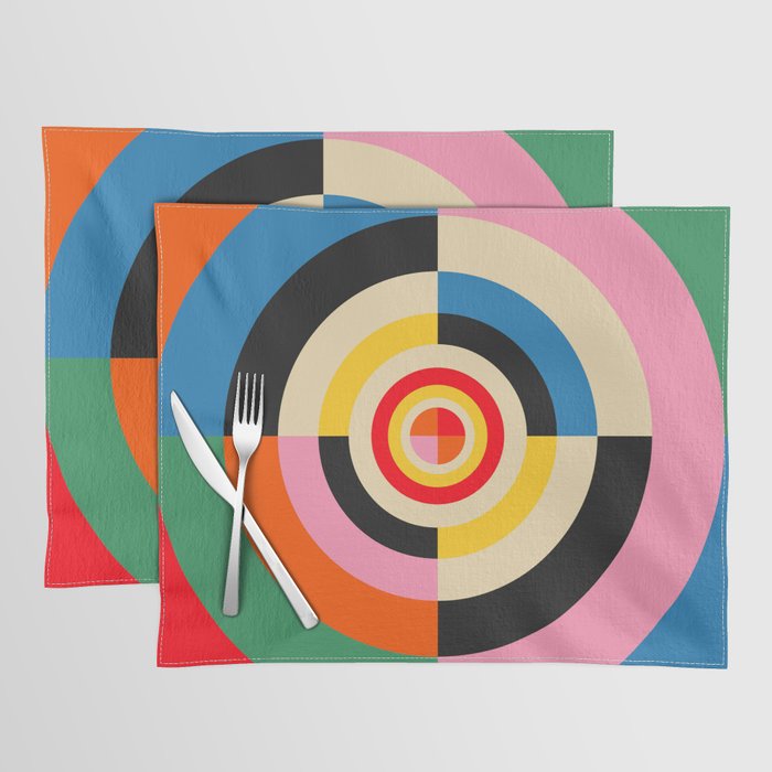 Bold Rainbow Sunflower, Circles, Girl and Pop Wave Placemat Gallery Image 1