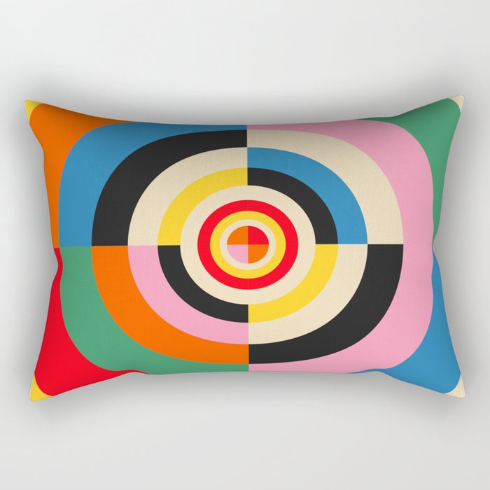 Bold Rainbow Sunflower, Circles, Girl and Pop Wave Rectangular Pillow Gallery Image 2
