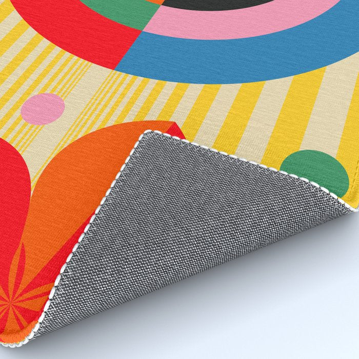Bold Rainbow Sunflower, Circles, Girl and Pop Wave Rug Gallery Image 4