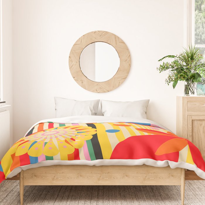 Bold Rainbow Sunflower, Circles, Girl and Pop Wave Duvet Cover Gallery Image 3