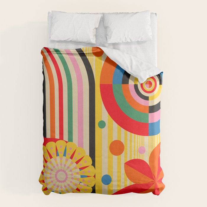Bold Rainbow Sunflower, Circles, Girl and Pop Wave Duvet Cover Gallery Image 6