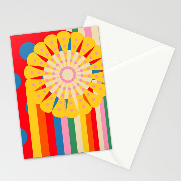 Bold Rainbow Sunflower, Circles, Girl and Pop Wave Stationery Card Gallery Image 2