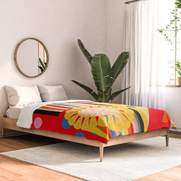 Bold Rainbow Sunflower, Circles, Girl and Pop Wave Comforter Gallery Image 2