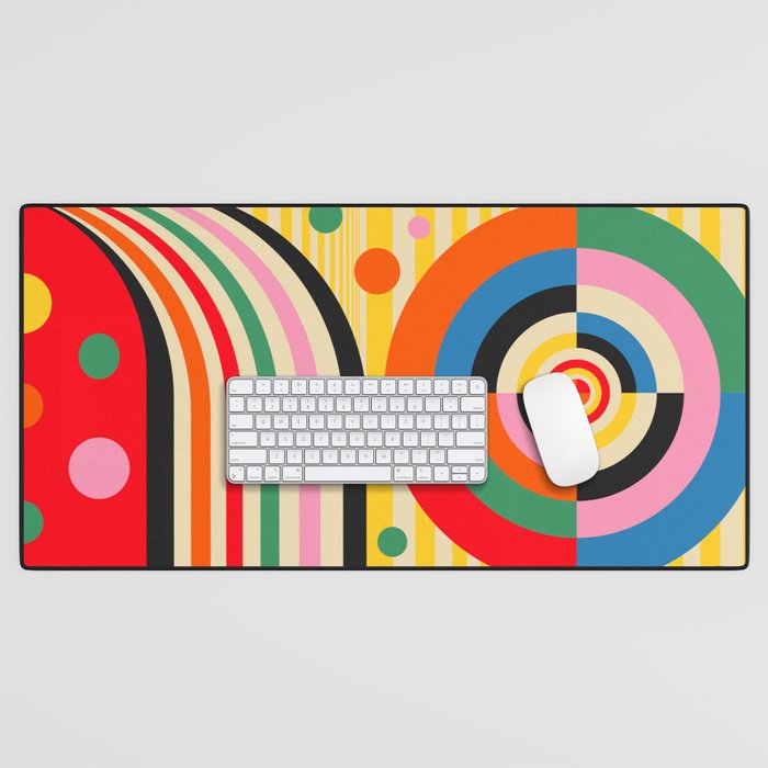 Bold Rainbow Sunflower, Circles, Girl and Pop Wave Desk Mat Gallery Image 1