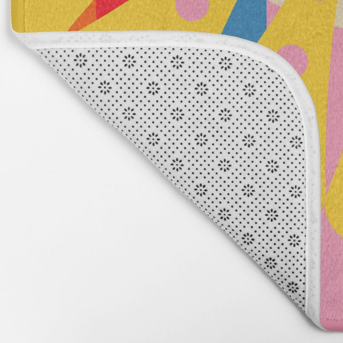 Bold Rainbow Sunflower, Circles, Girl and Pop Wave Bath Mat Gallery Image 2