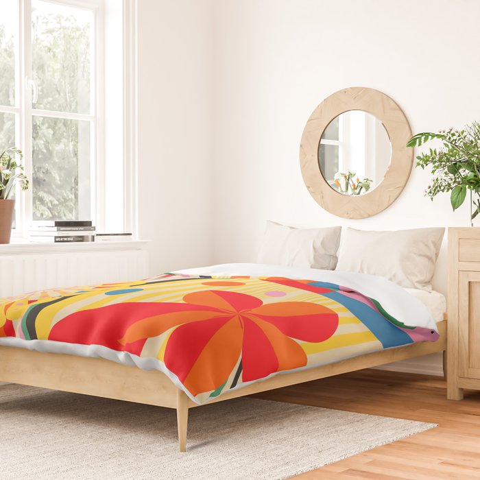 Bold Rainbow Sunflower, Circles, Girl and Pop Wave Duvet Cover Gallery Image 2