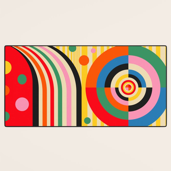 Bold Rainbow Sunflower, Circles, Girl and Pop Wave Desk Mat Gallery Image 3