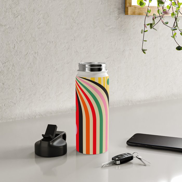 Bold Rainbow Sunflower, Circles, Girl and Pop Wave Water Bottle Gallery Image 4