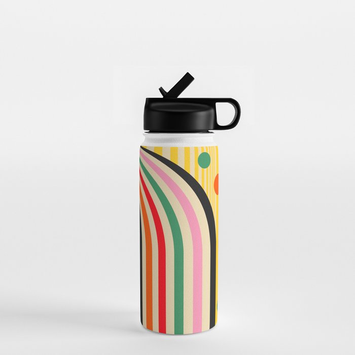 Bold Rainbow Sunflower, Circles, Girl and Pop Wave Water Bottle Gallery Image 1