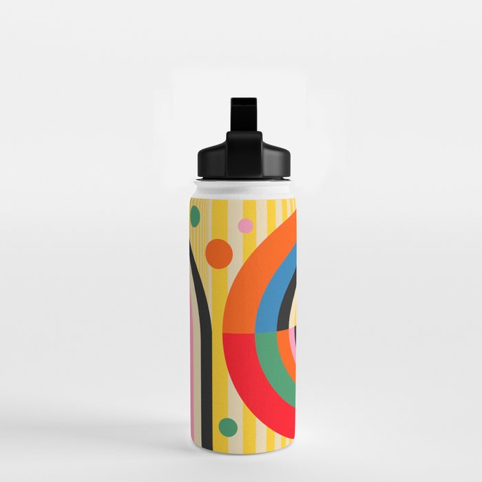 Bold Rainbow Sunflower, Circles, Girl and Pop Wave Water Bottle Gallery Image 2