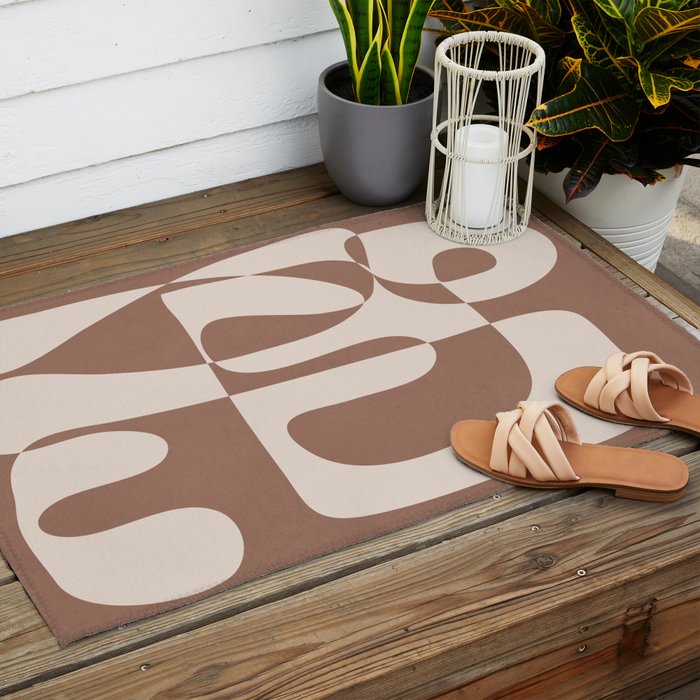 Mocha Modern Abstract 1 Outdoor Rug Gallery Image 2