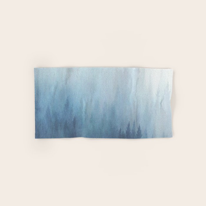 Abstract Blue Ombre Misty Forest Bath Towel Gallery Image 1