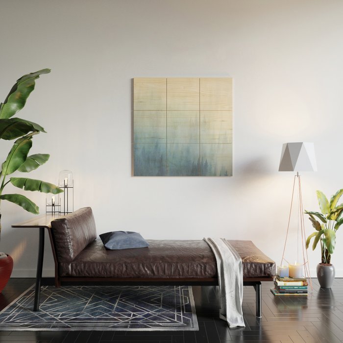 Abstract Blue Ombre Misty Forest Wood Wall Art Gallery Image 2