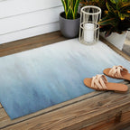 Abstract Blue Ombre Misty Forest Outdoor Rug Gallery Image 2