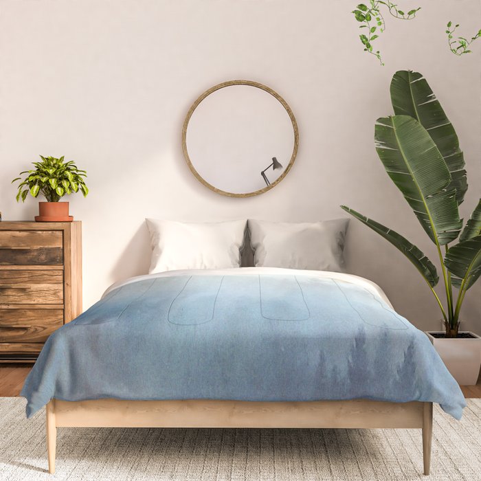Abstract Blue Ombre Misty Forest Comforter Gallery Image 3