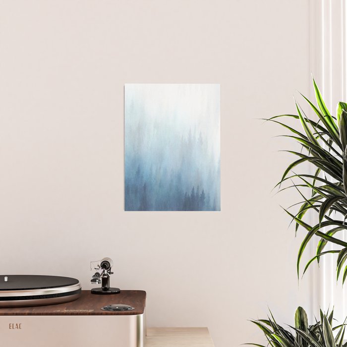 Abstract Blue Ombre Misty Forest Poster Gallery Image 2