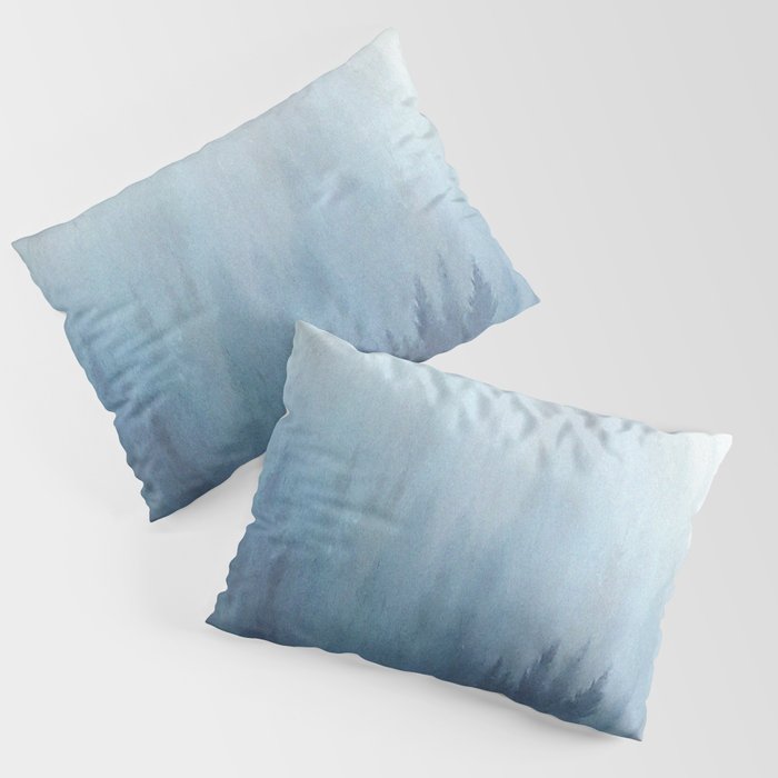 Abstract Blue Ombre Misty Forest Pillow Sham Gallery Image 1
