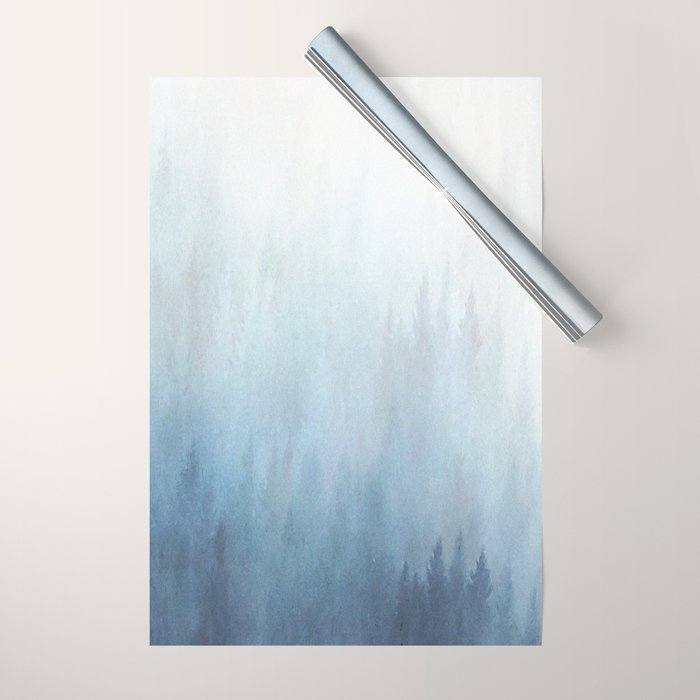 Abstract Blue Ombre Misty Forest Wrapping Paper Gallery Image 1