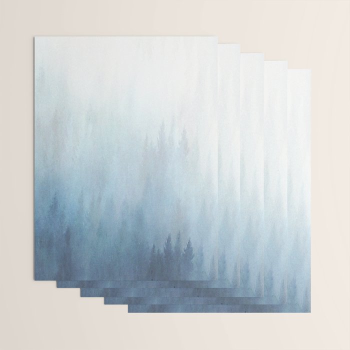 Abstract Blue Ombre Misty Forest Wrapping Paper Gallery Image 3