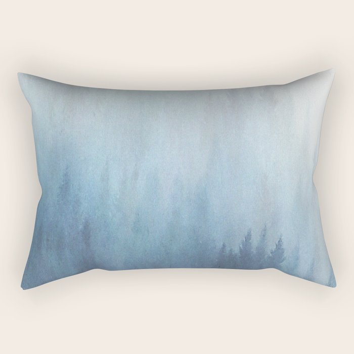 Abstract Blue Ombre Misty Forest Rectangular Pillow Gallery Image 1