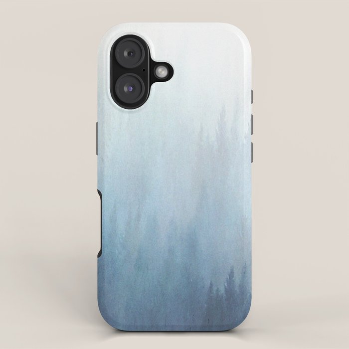 Abstract Blue Ombre Misty Forest iPhone Case Gallery Image 1