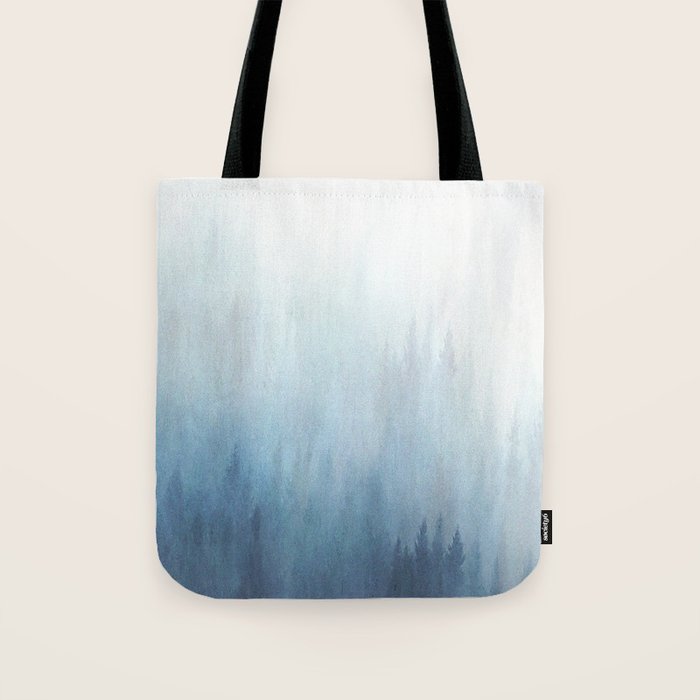 Abstract Blue Ombre Misty Forest Tote Bag Gallery Image 1