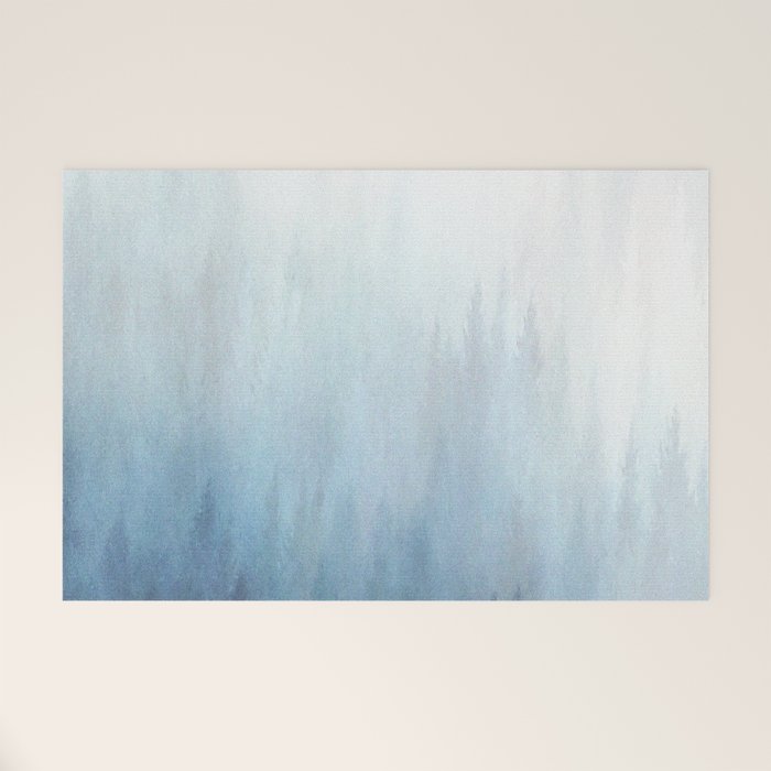 Abstract Blue Ombre Misty Forest Welcome Mat Gallery Image 1