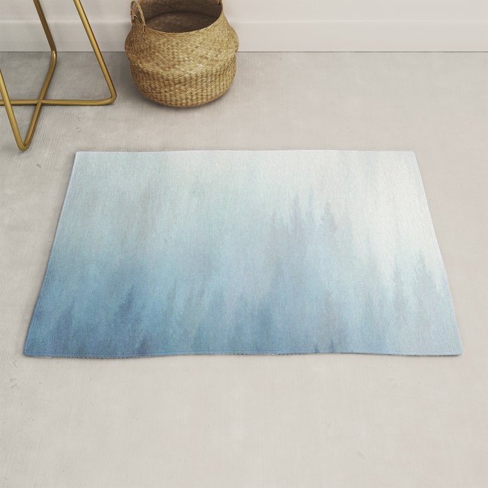 Abstract Blue Ombre Misty Forest Rug Gallery Image 1