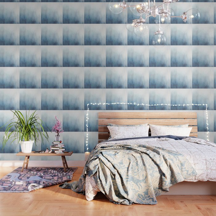 Abstract Blue Ombre Misty Forest Wallpaper Gallery Image 1