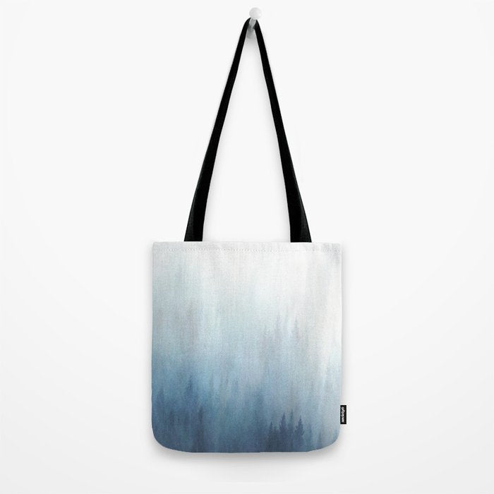 Abstract Blue Ombre Misty Forest Tote Bag Gallery Image 2