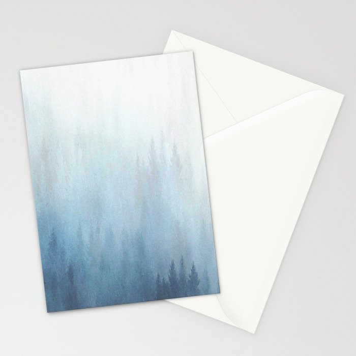Abstract Blue Ombre Misty Forest Stationery Card Gallery Image 2