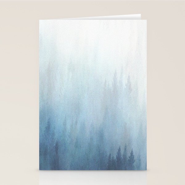 Abstract Blue Ombre Misty Forest Stationery Card Gallery Image 2