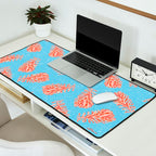 Dancing Pinecones in Light Blue & Red Desk Mat Gallery Image 2