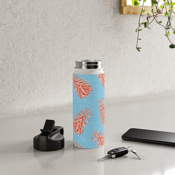 Dancing Pinecones in Light Blue & Red Water Bottle Gallery Image 4