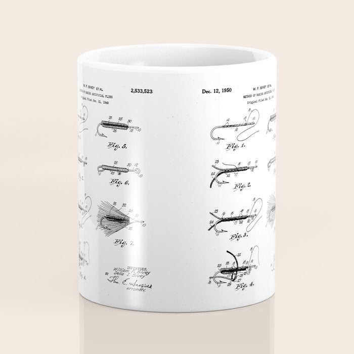 Fly Fishing Patent - Fisherman Art - Black Chalkboard Coffee Mug Gallery Image 4