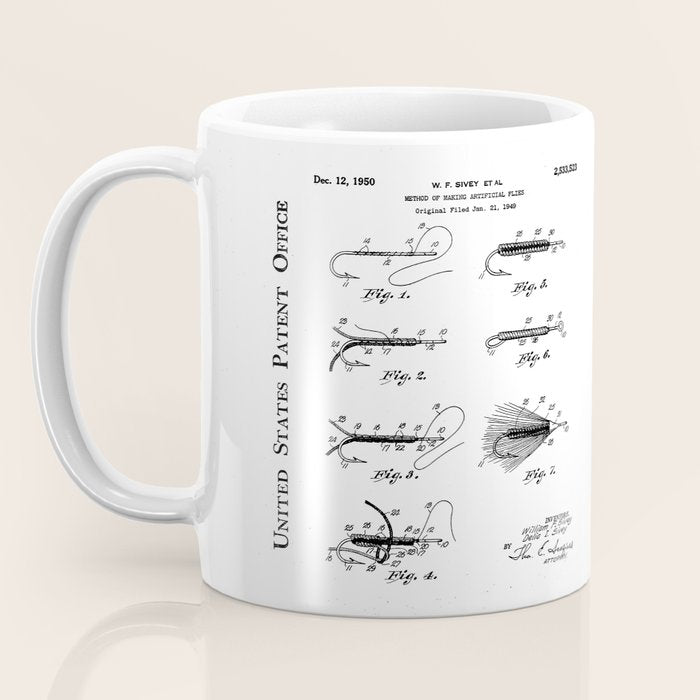 Fly Fishing Patent - Fisherman Art - Black Chalkboard Coffee Mug Gallery Image 3