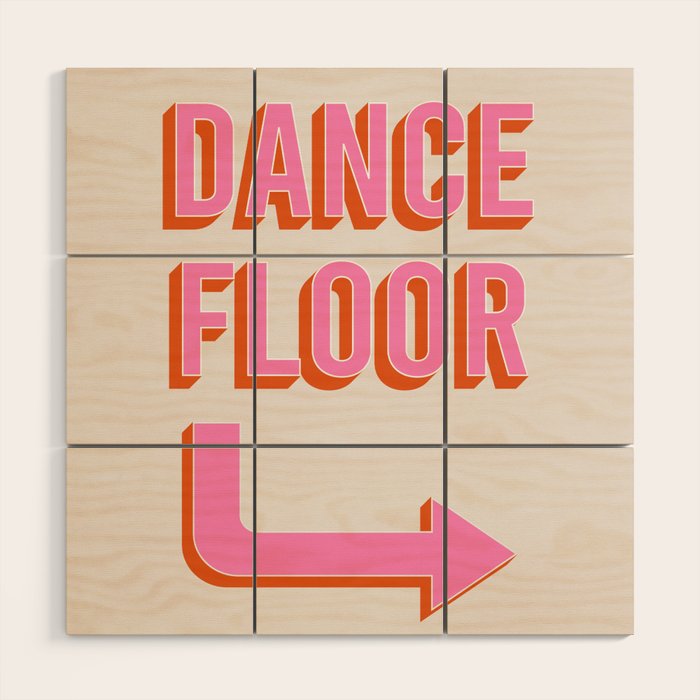 Dance Floor Right Arrow (Pink Orange) Wood Wall Art Gallery Image 1