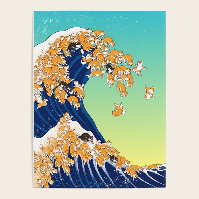 Shiba Inu in Great Wave Poster Gallery Image 1