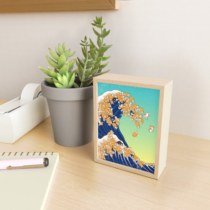 Shiba Inu in Great Wave Mini Art Print Gallery Image 2