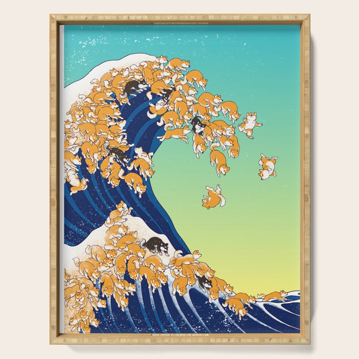 Shiba Inu in Great Wave Serving Tray Gallery Image 1