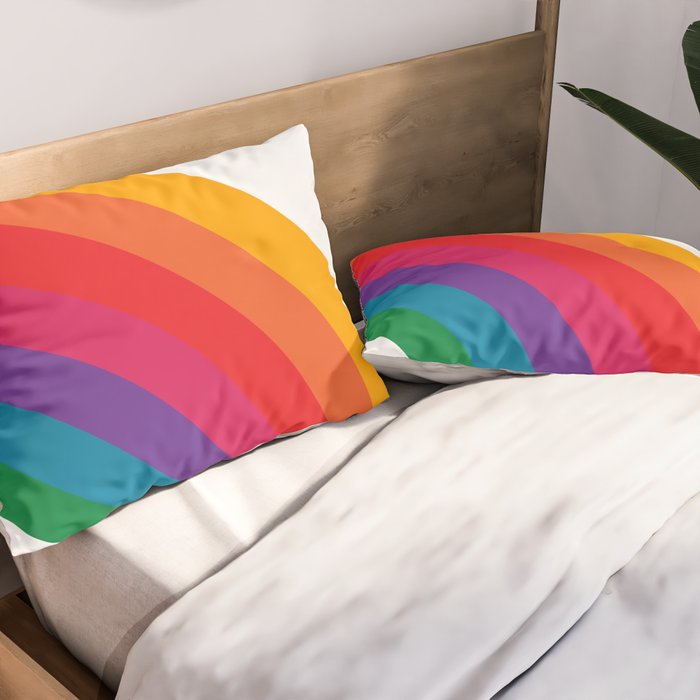 Retro Bright Rainbow - Right Side Pillow Sham Gallery Image 2