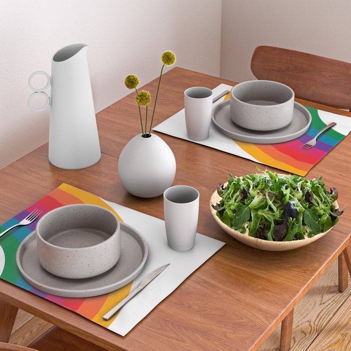 Retro Bright Rainbow - Right Side Placemat Gallery Image 2